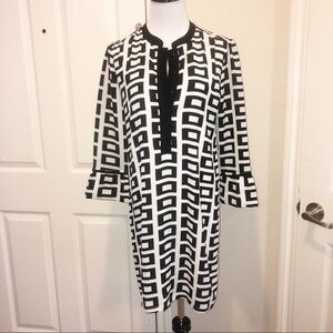 Esley Classic geometric pattern black and white dress, Medium